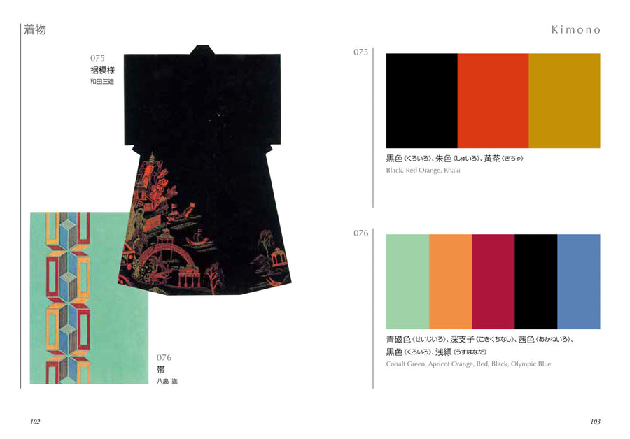 Vol. 2: Kimono, hem design by Sanzo Wada and an obi, 075–076